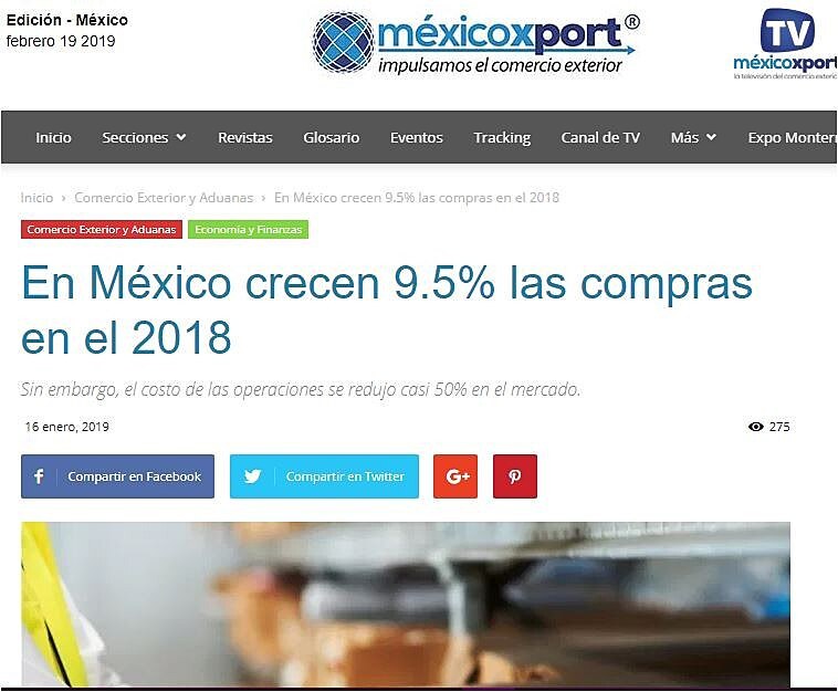 En Mxico crecen 9.5% las compras en el 2018